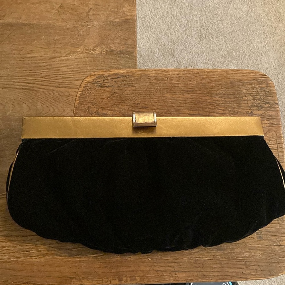 Cole Haan Velvet Clutch with Gold Trim Vintage